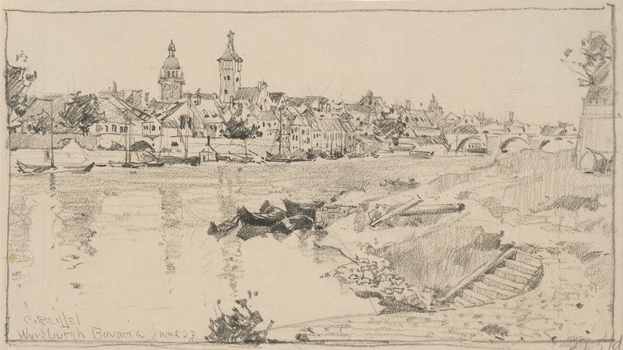 Würzburgh, Bavyera, 22 Haziran 1892 (kağıt üzerinde grafit) by Charles P. Reiffel