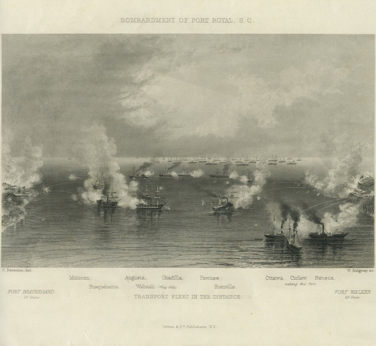 Port Royal, SC, c bombardımanı. 1861 by Charles Parsons