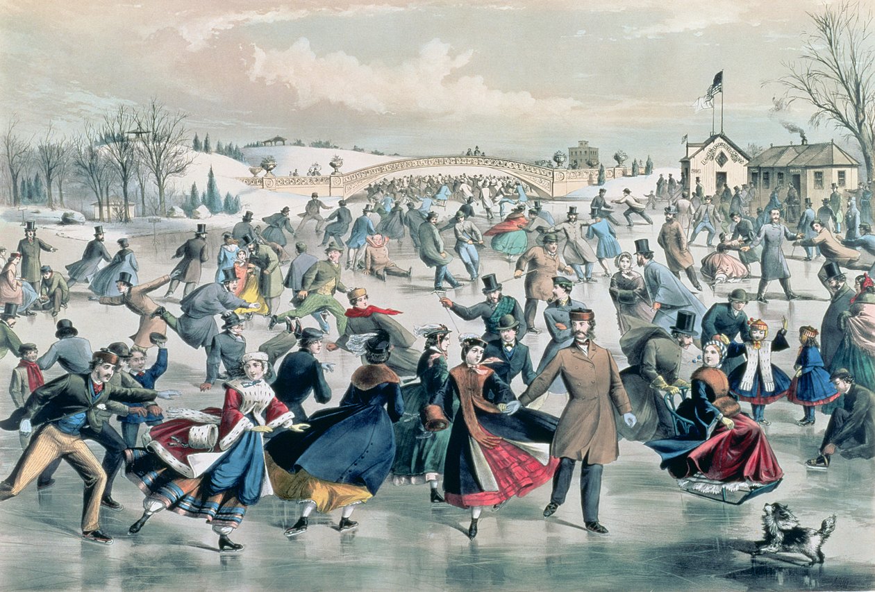 Skating Pond, pub. Currier ve Ives, New York, 1862 by Charles Parsons