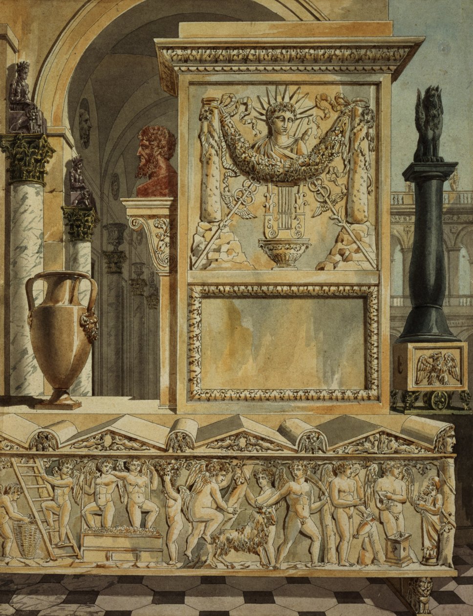 Lahitli Klasik Bir Capriccio, Charles Percier ve Francois Leonard Fontaine (1762-1853) pub