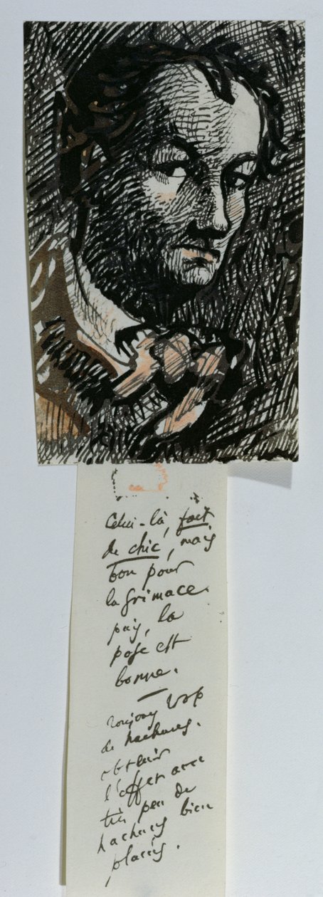 Otoportre (kağıt üzerine mürekkep ve renkli tebeşir) by Charles Pierre Baudelaire