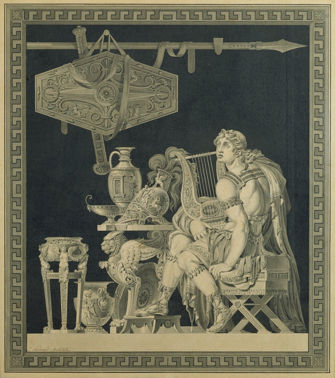 Akhilleus lir çalıyor by Charles Pierre Joseph Normand