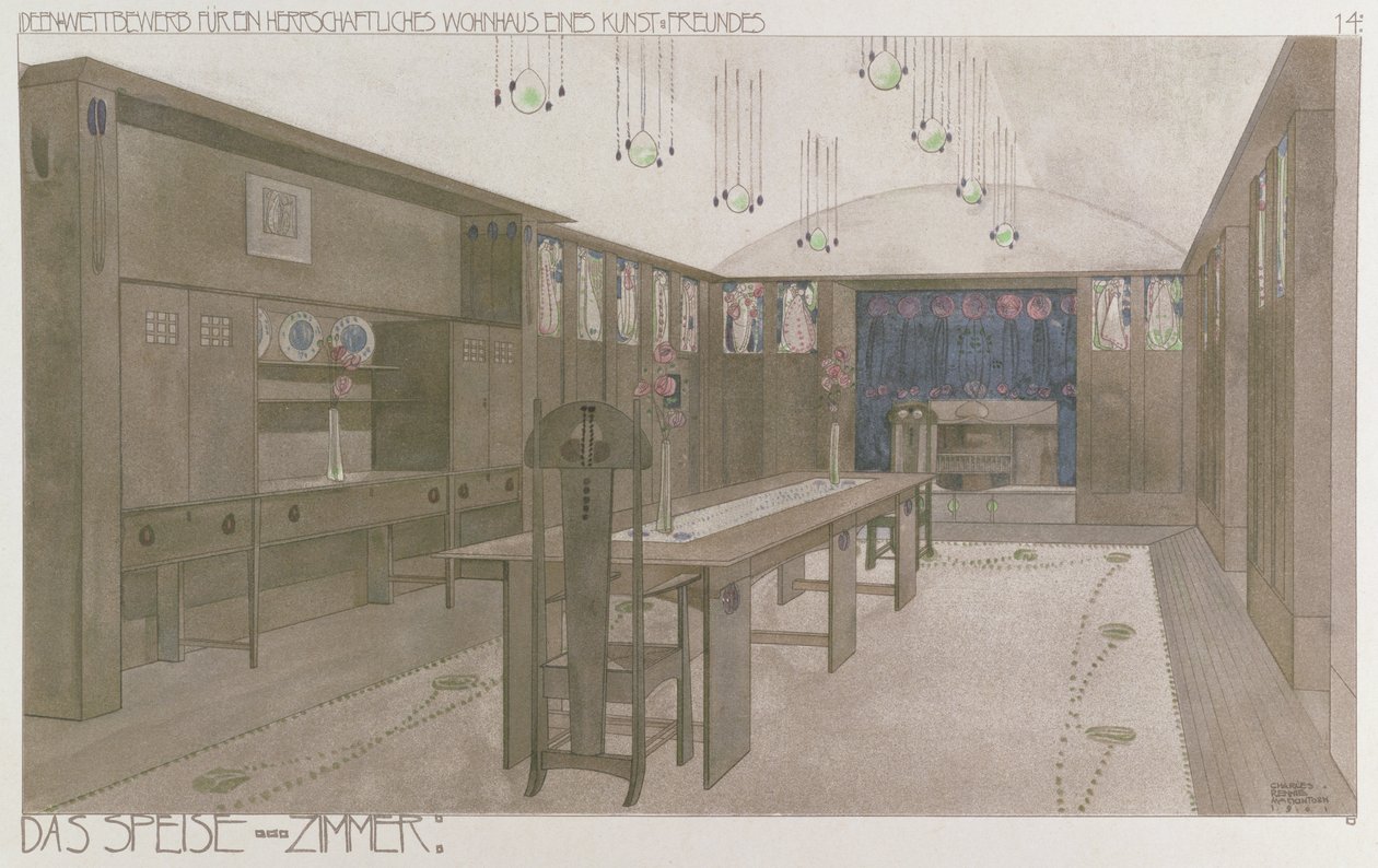Yemek Odası Tasarımı, 1901 by Charles Rennie Mackintosh