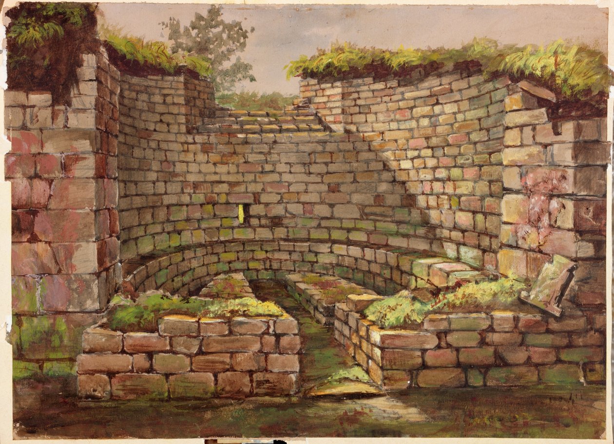 Cilurnum Nehri Yakınındaki Kazılarda Bulunan Binalardan Biri (gövde rengi, kurşun kalem ve kağıt üzerine wc) by Charles Richardson