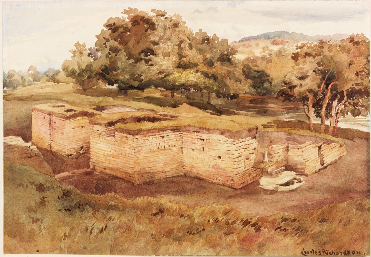 Roma Hamamları, Chesters, North Tyne (Batı Görünümü) (kağıt üzerinde gövde rengi) by Charles Richardson