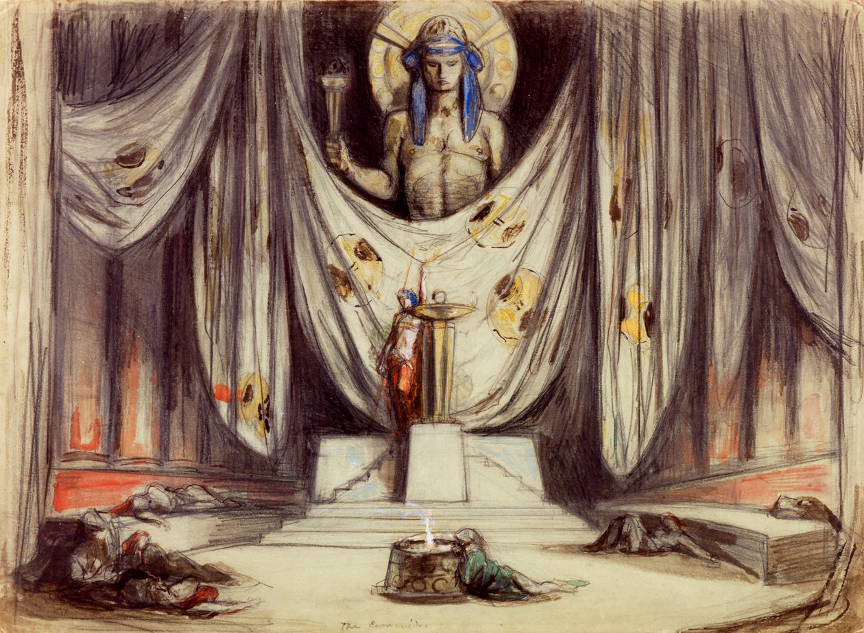 Aeschylus için Tasarım: Eumenides, c.1919 (kağıt üzerinde kalem ve tuvalet) by Charles Ricketts