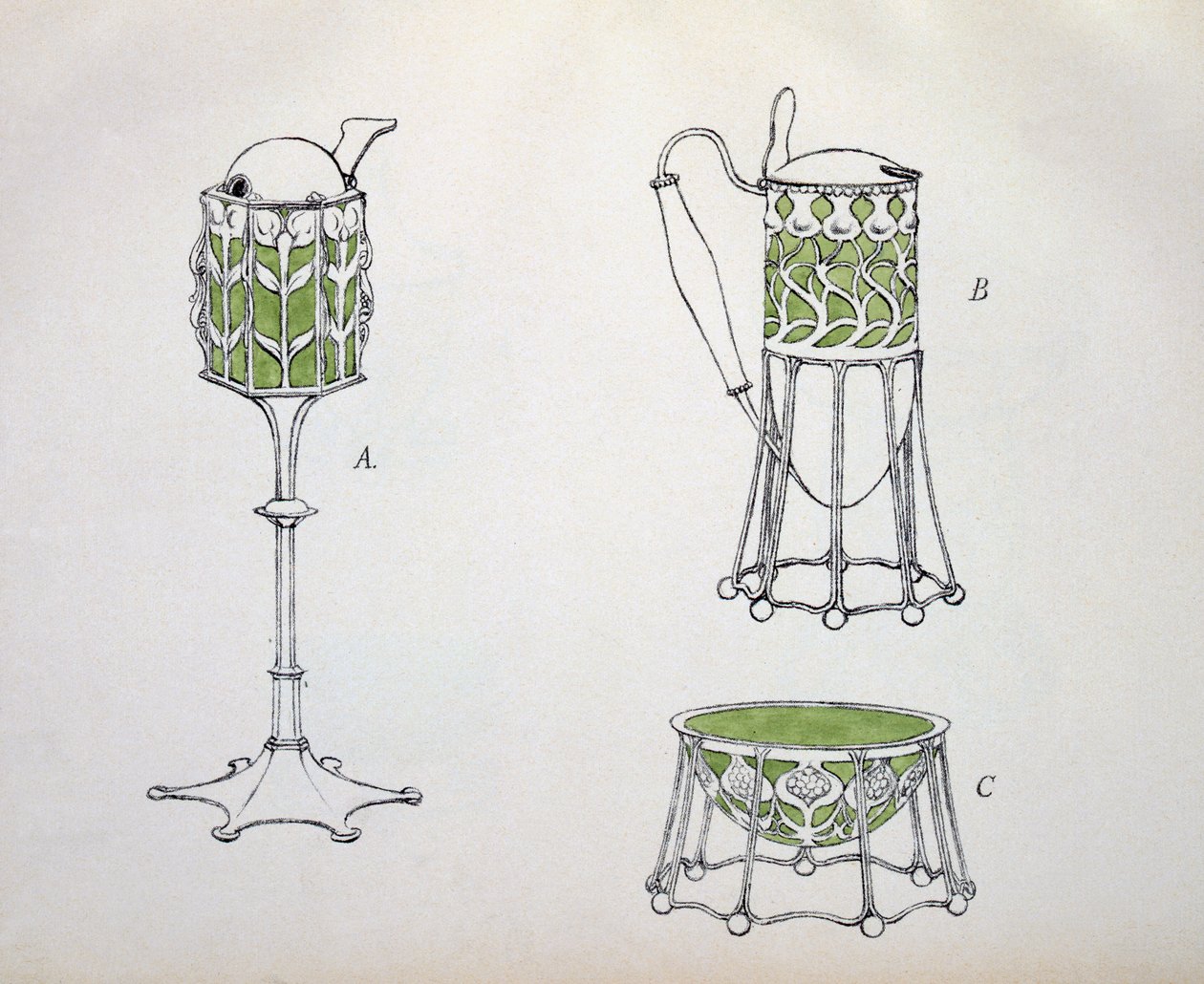 'Modern İngiliz Gümüş İşi'nden Tasarımlar, 1909 by Charles Robert Ashbee