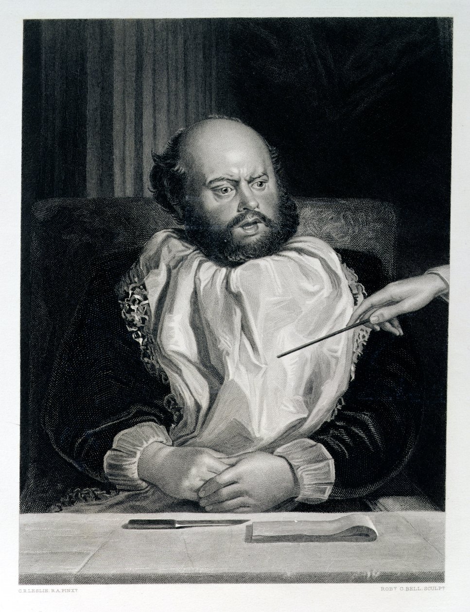 Robert C. Bell tarafından kazınmış Sancho Panza by Charles Robert Leslie