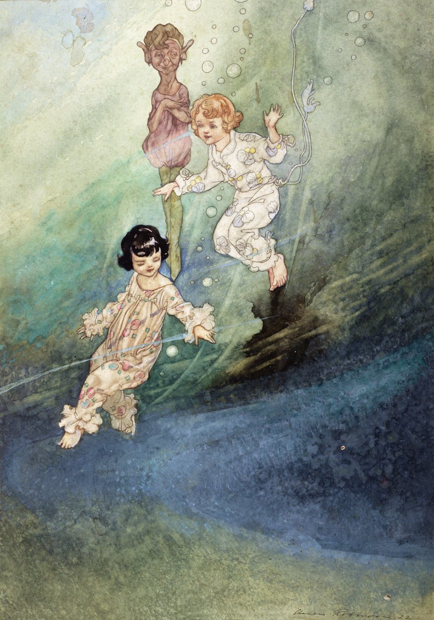 İsimsiz Suluboya, Elfli Çocuklar Sualtı by Charles Robinson