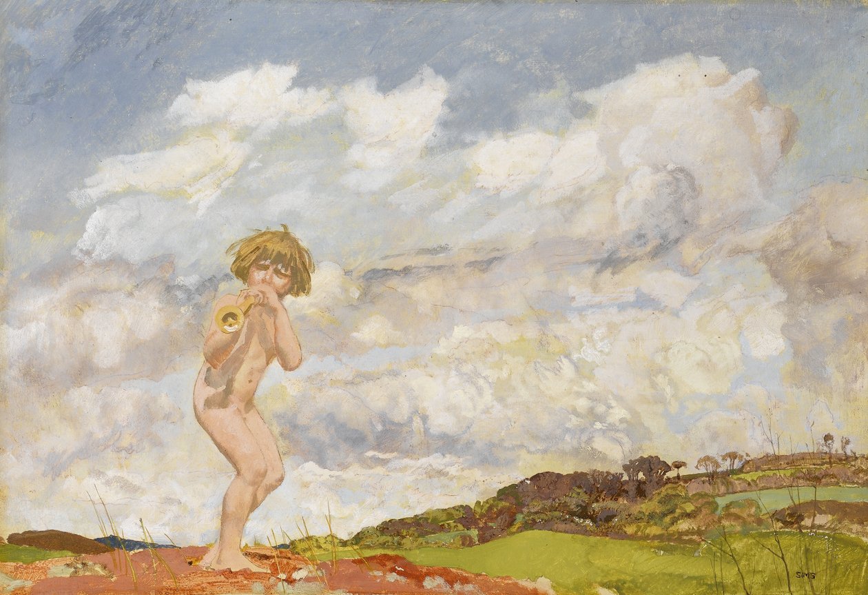 Pan, c.1916 (tuval üzerine tempera) by Charles Sims