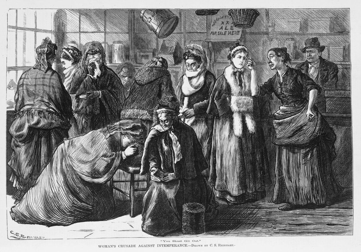 Kadının ölçüsüzlüğe karşı haçlı seferi, pub. 1874 by Charles Stanley Reinhart