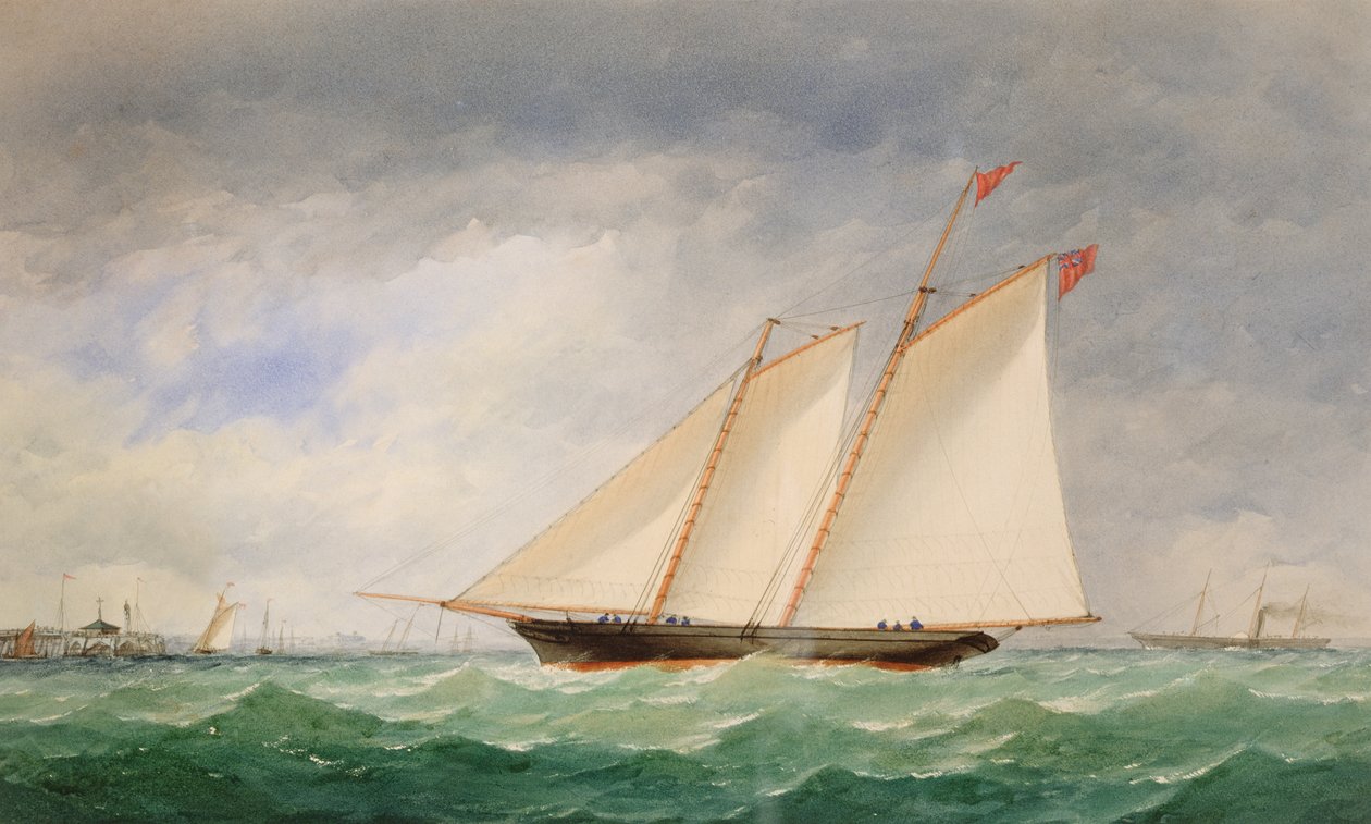 Ryde, Wight Adası açıklarında Schooner Yat by Charles Taylor