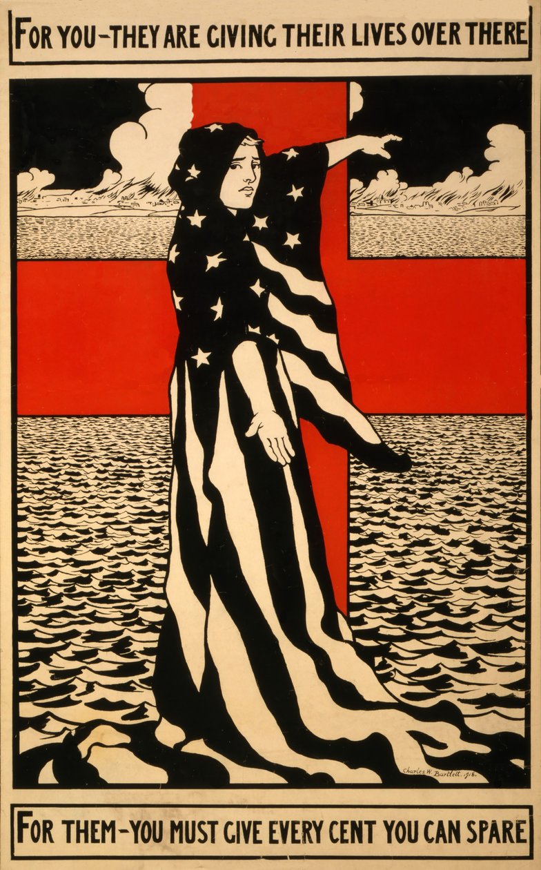 Kızıl Haç için Bağış Toplama Posteri, pub. 1918 by Charles William Bartlett
