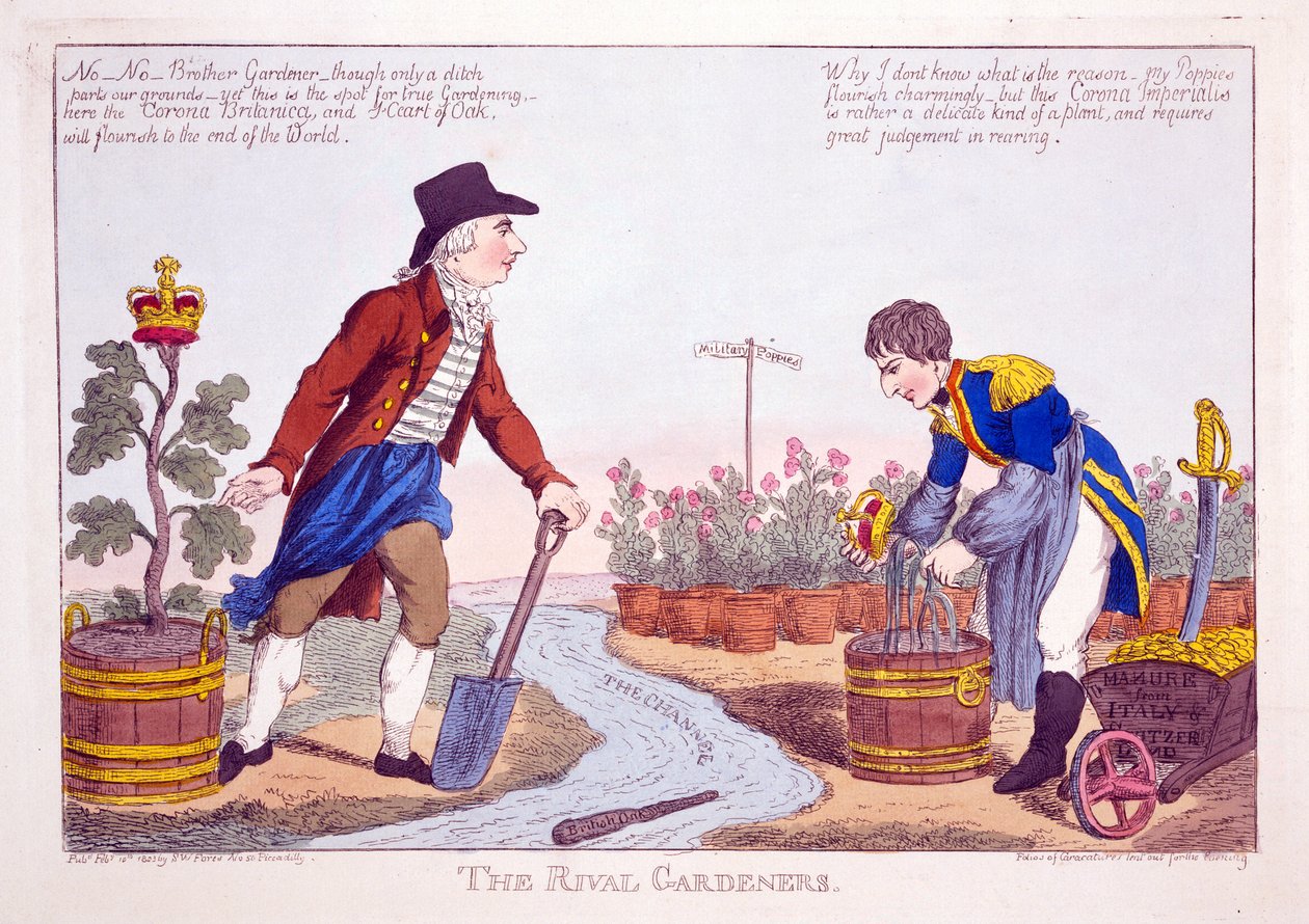 Rakip Bahçıvanlar, pub. 1803 (el renkli gravür) by Charles Williams