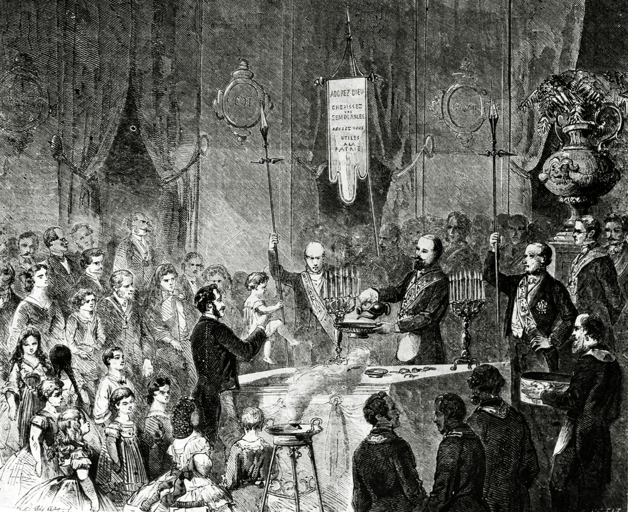 Kardeşlik Dostluğu Locasında Masonik Vaftiz, Grand Orient de France, Paris, 1861 by Charles Yriarte