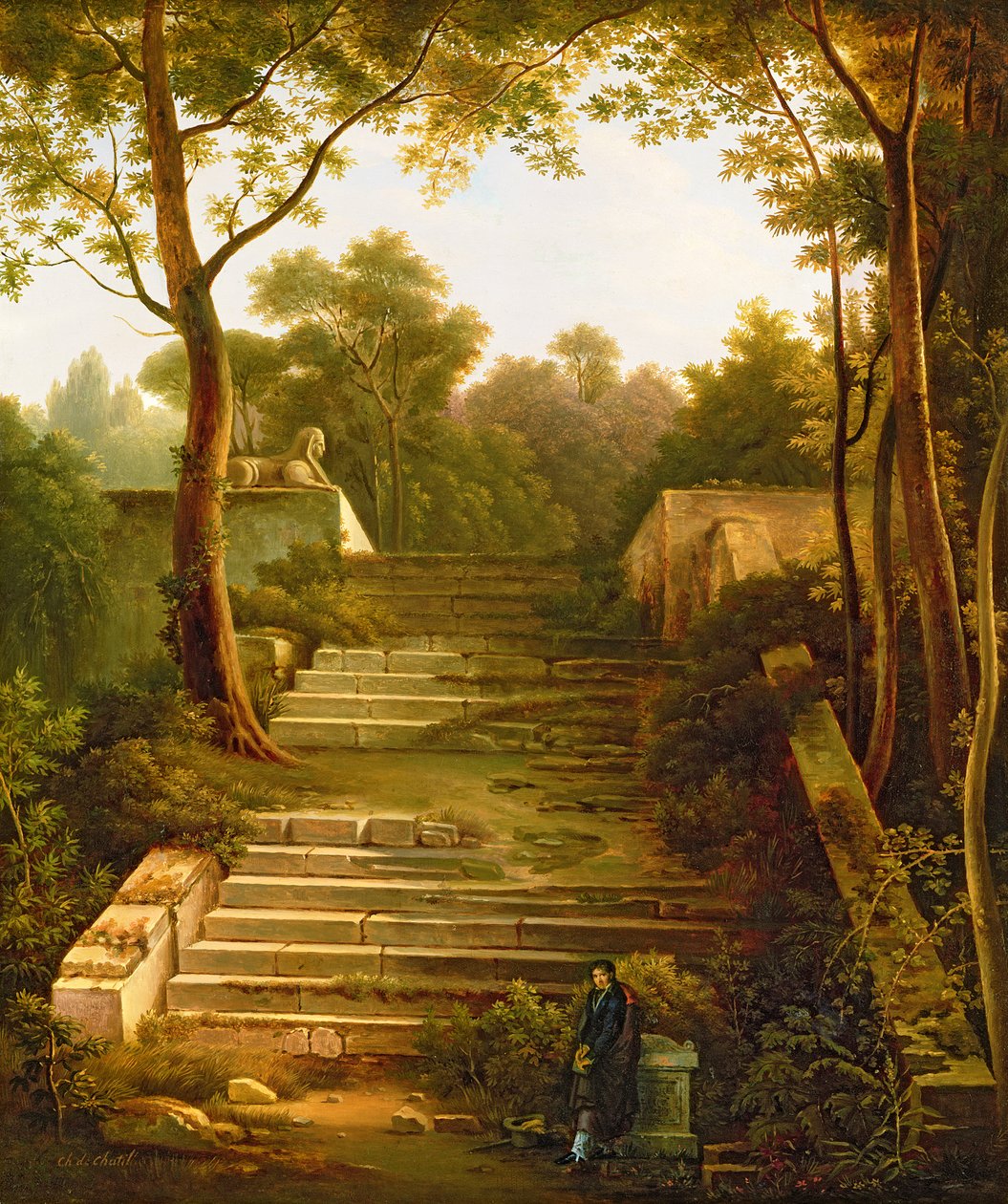 Keats at Wentworth Place, eftir málverki eftir Joseph Severn (1793-1879), 1933 by Charles de Chatillon