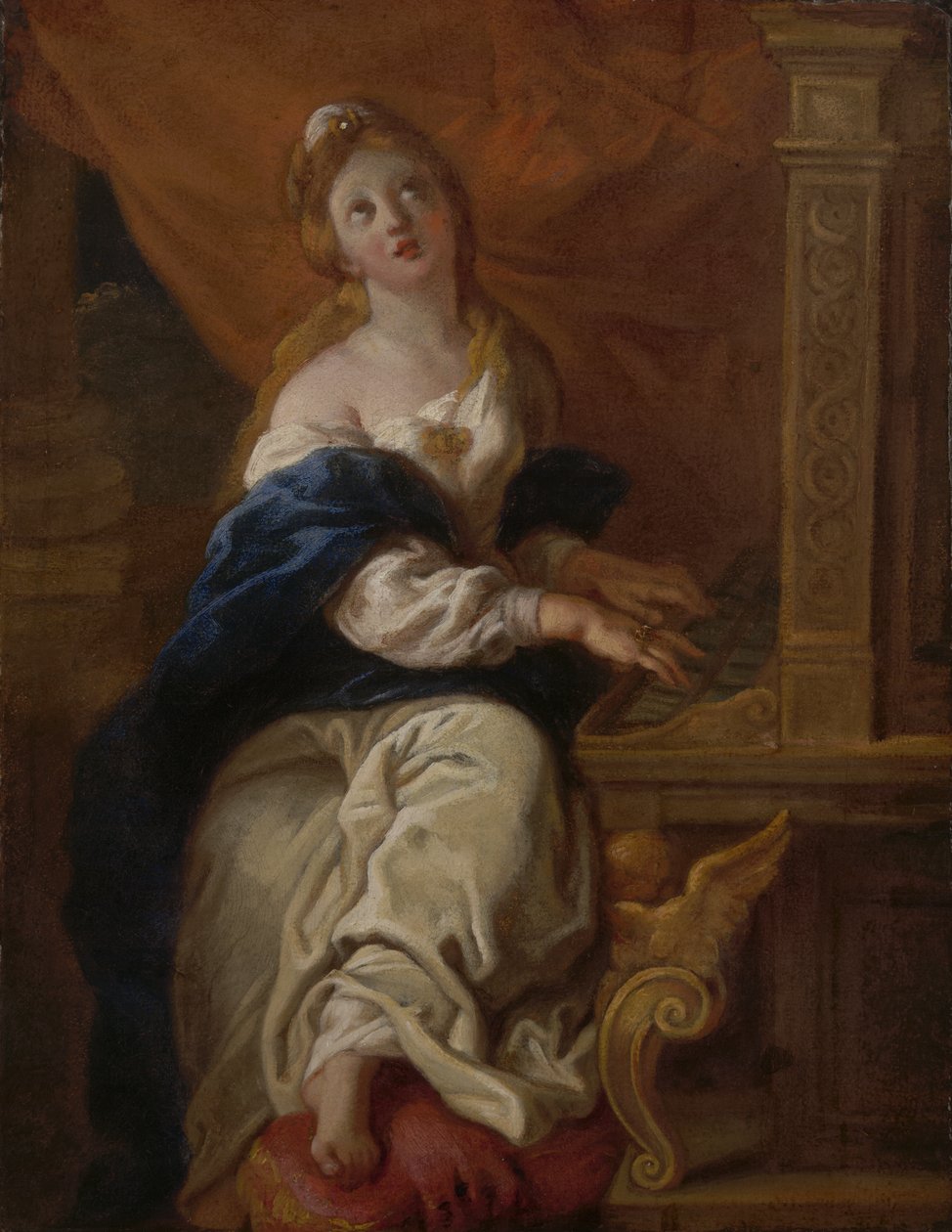 Aziz Cecilia, c.1700 (kağıt üzerine yağlı boya) by Charles de la Fosse