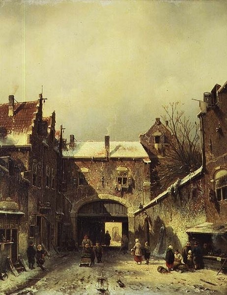 Kışın Bir Hollanda Kasabası by Charles Henri Joseph Leickert