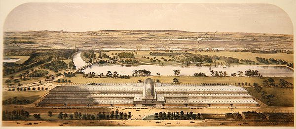 Ackermann & Co. tarafından yayınlanan Büyük Sergi Binasının Kuş Bakışı by Charles (after) Burton
