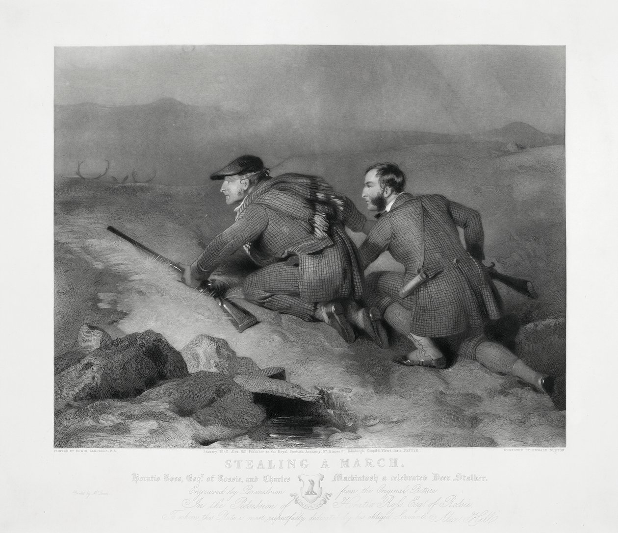 Edward Burton tarafından kazınmış bir Mart çalmak by Charles (after) Landseer