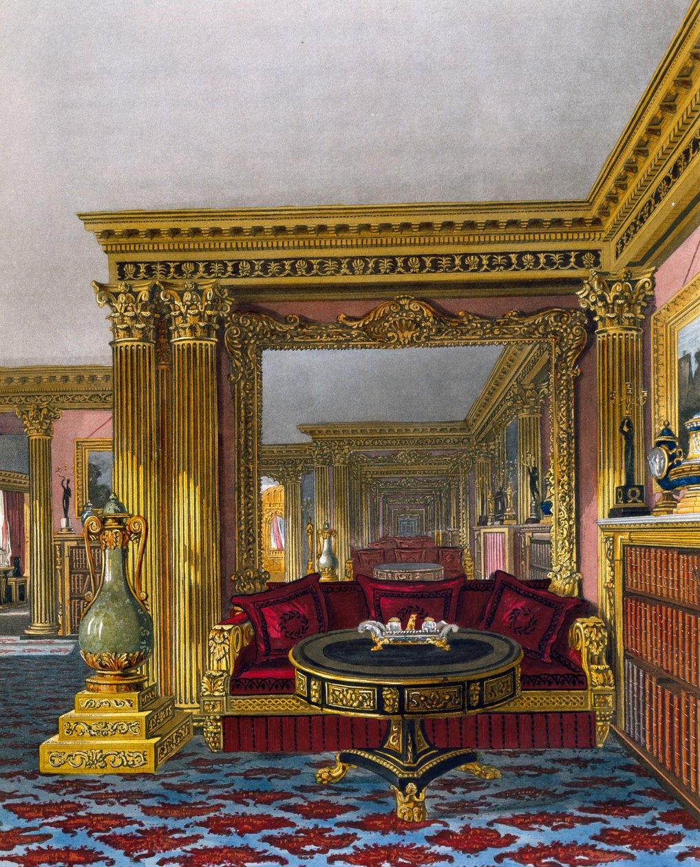 Altın misafir odası, Gravür William James Bennett (1787-1844), Charles Wild (1781-1835) tasarımına dayanarak, Kraliyet Konutlarının Tarihinden by Charles (after) Wild