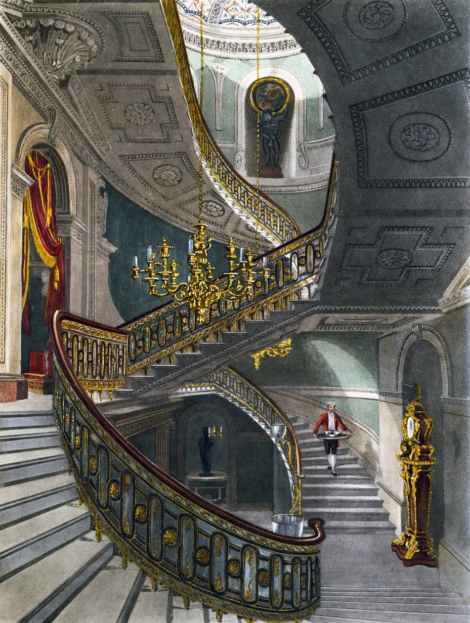Merdiven, Richard Reeve tarafından Charles Wild tarafından çizildikten sonra gravür, Kraliyet Konutlarının Tarihinden by Charles (after) Wild