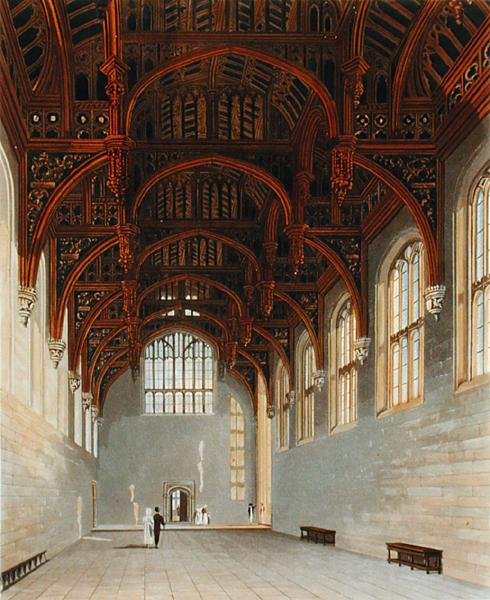 Gotik Salon, Hampton Court, William James Bennett (1769-1844), William Henry Pyne (1779-1843) tarafından oyulmuş 