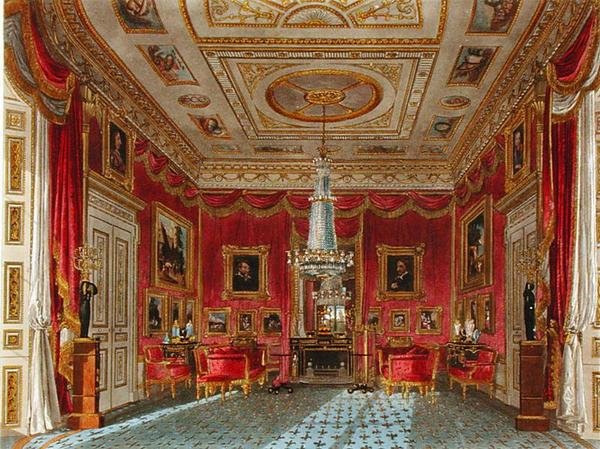 Gül Saten Çizim Odası, Carlton House, Daniel Havell (1785-1826), William Henry Pyne (1769-1843) tarafından oyulmuş 