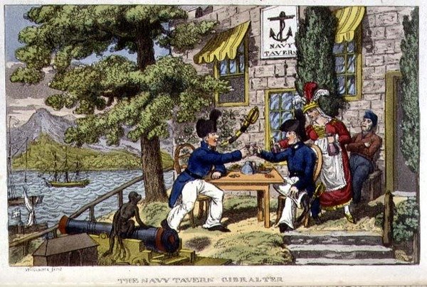 The Navy Tavern, Cebelitarık, John Mitford (1782-1831) 1818 (lito) tarafından 