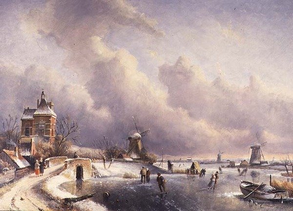 Bir Kış Manzarası by Charles (circle of) Leickert