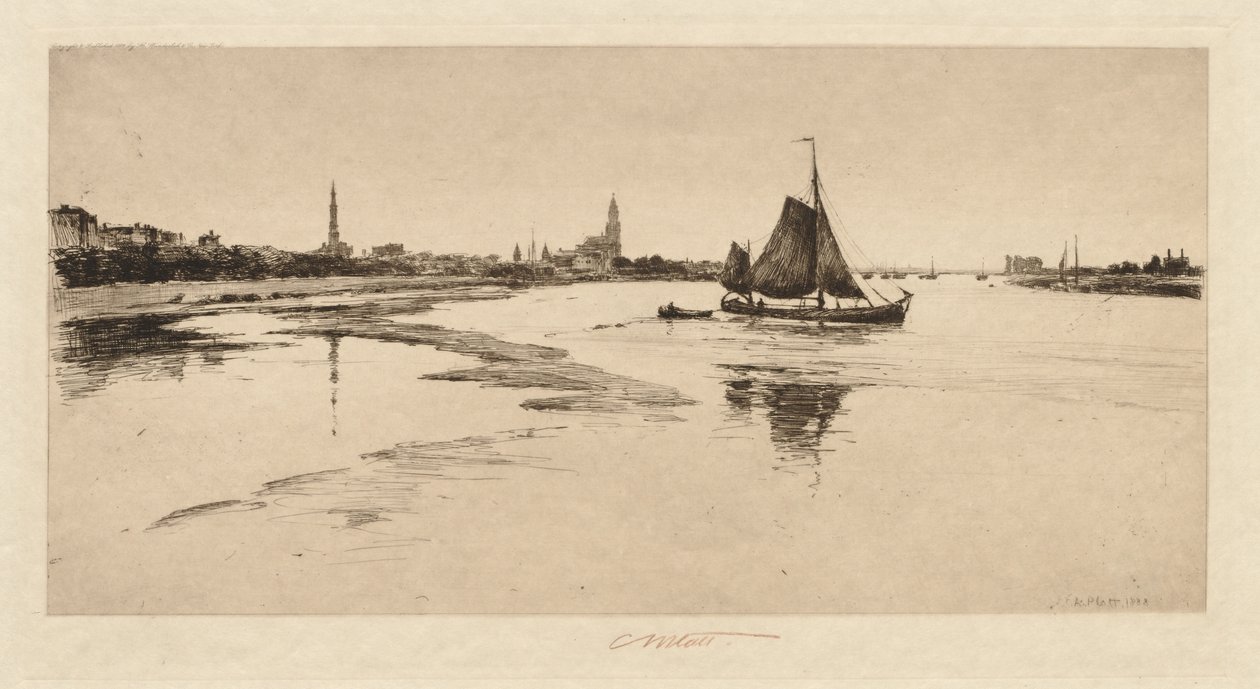 Ren Nehri üzerinde Arnheim, 1888. by Charles Adams Platt