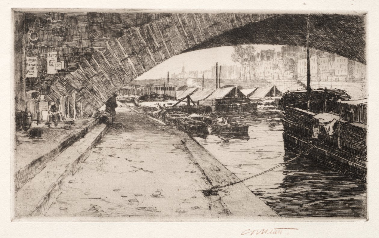 Pont Marie Altında, Paris, 1887. by Charles Adams Platt