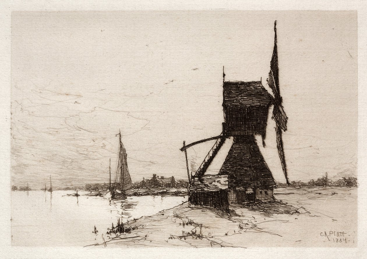 Sahil boyunca yel değirmeni, 1884. by Charles Adams Platt