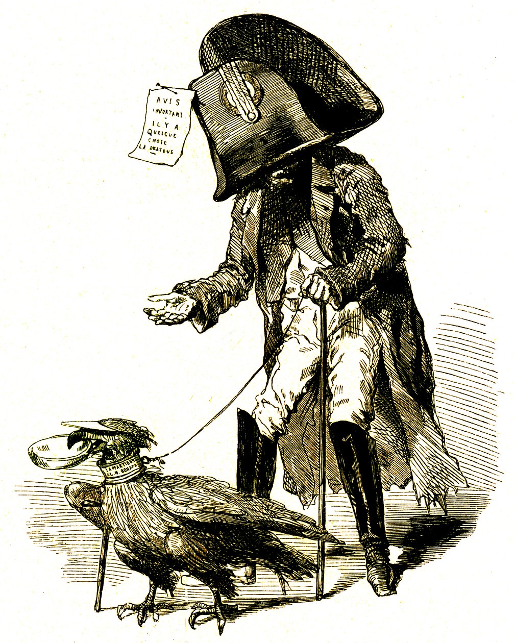 Bir kartal tarafından vurulan kör Napolyon III, "küçük bir imparatorluk lütfen!" diye yalvarıyor. " by Charles Albert d