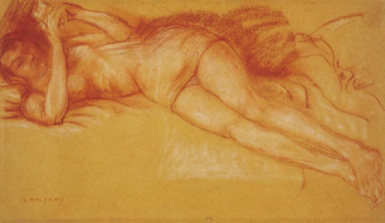 Bir yatakta okuyan kadın by Charles Alexandre Malfray