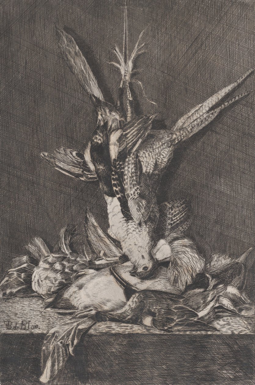 Av kuşları ve enginarlı av kupası, 1850-1900. by Charles Alphonse Deblois