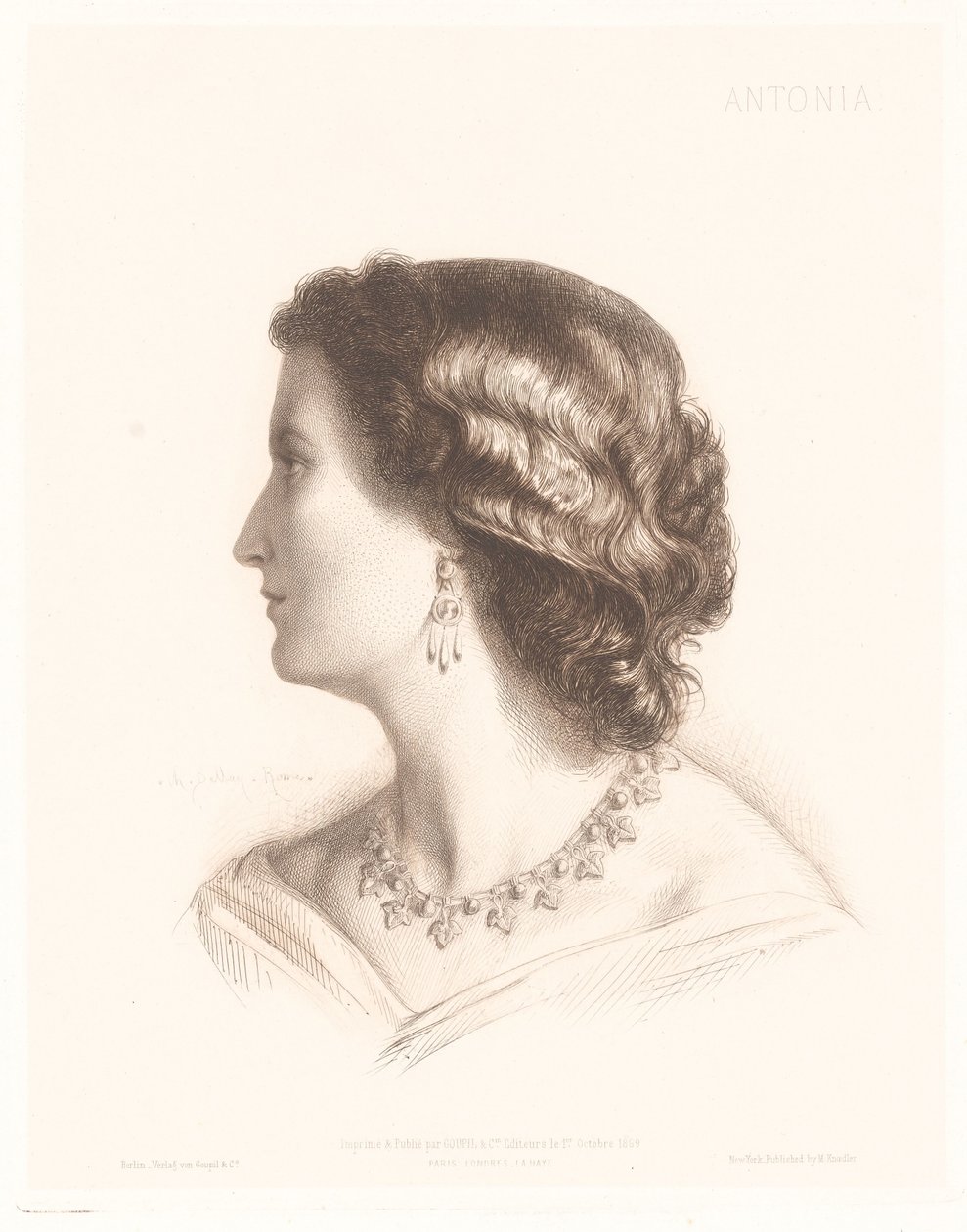 İtalyan bir kadının portresi Antonia. (nesne üzerindeki başlık) İtalyan kadın portreleri (dizi adı) by Charles Alphonse Paul Bellay