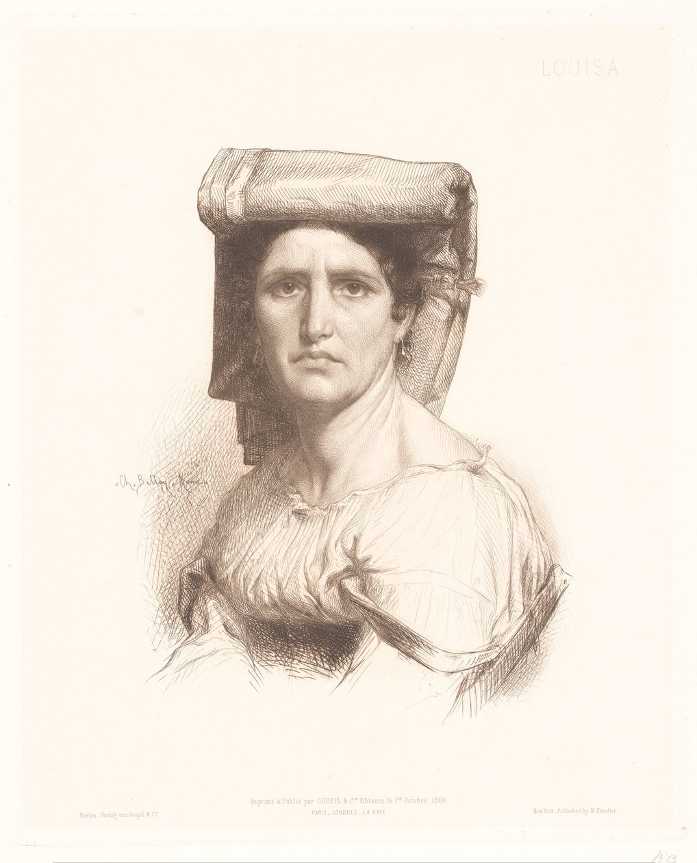İtalyan bir kadının portresi Louisa (nesne üzerindeki başlık) İtalyan kadın portreleri (dizi adı) by Charles Alphonse Paul Bellay
