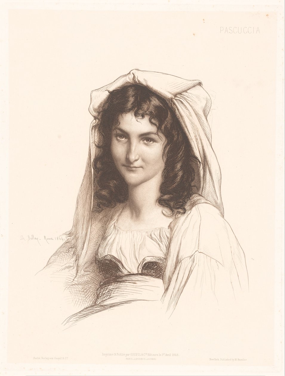 İtalyan bir kadının portresi Pascuccia (nesne üzerindeki başlık) İtalyan kadın portreleri (dizi adı) by Charles Alphonse Paul Bellay