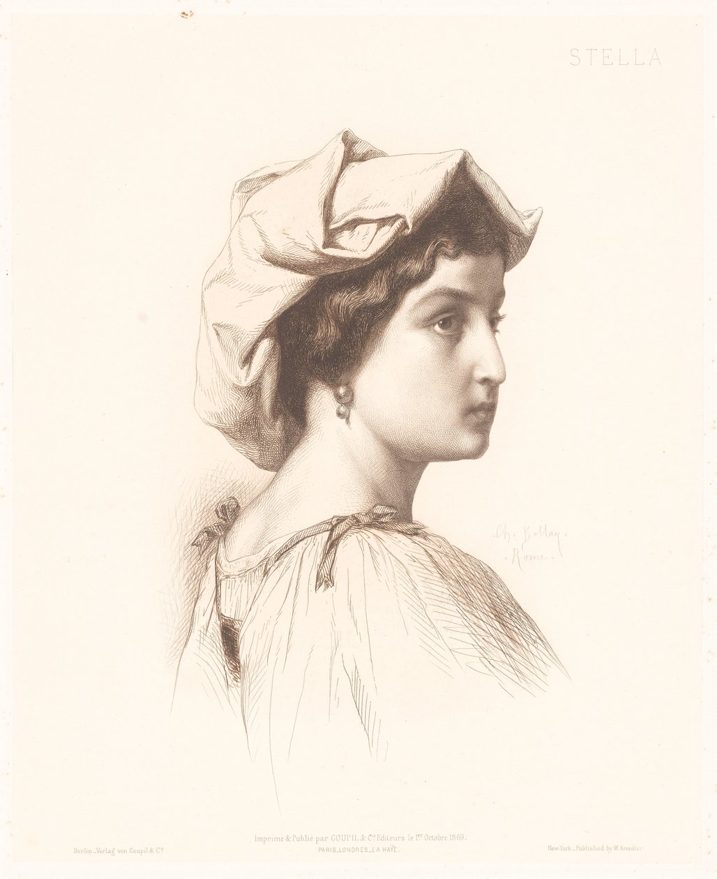 İtalyan bir kadının portresi Stella (nesne üzerindeki başlık) İtalyan kadın portreleri (dizi adı) by Charles Alphonse Paul Bellay