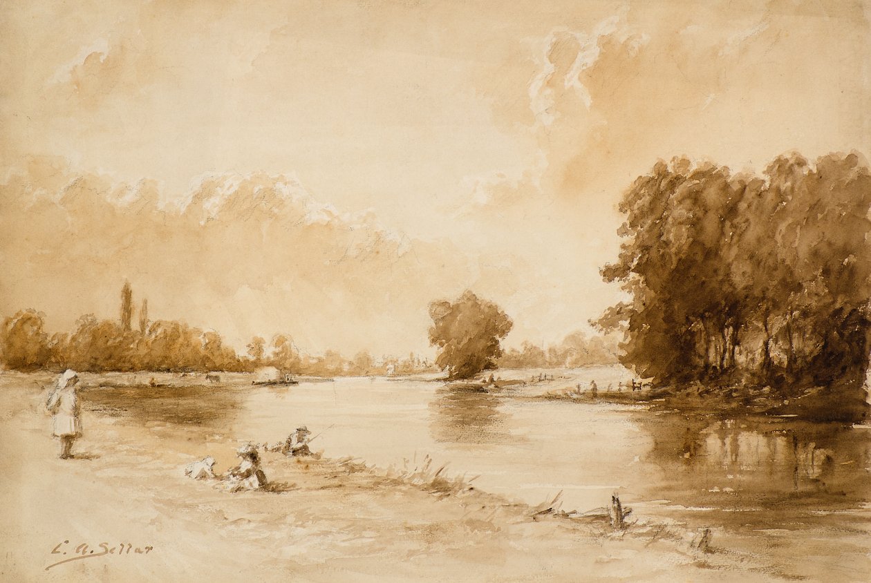Kew yakınlarındaki Thames (suluboya) by Charles Andrew Sellar