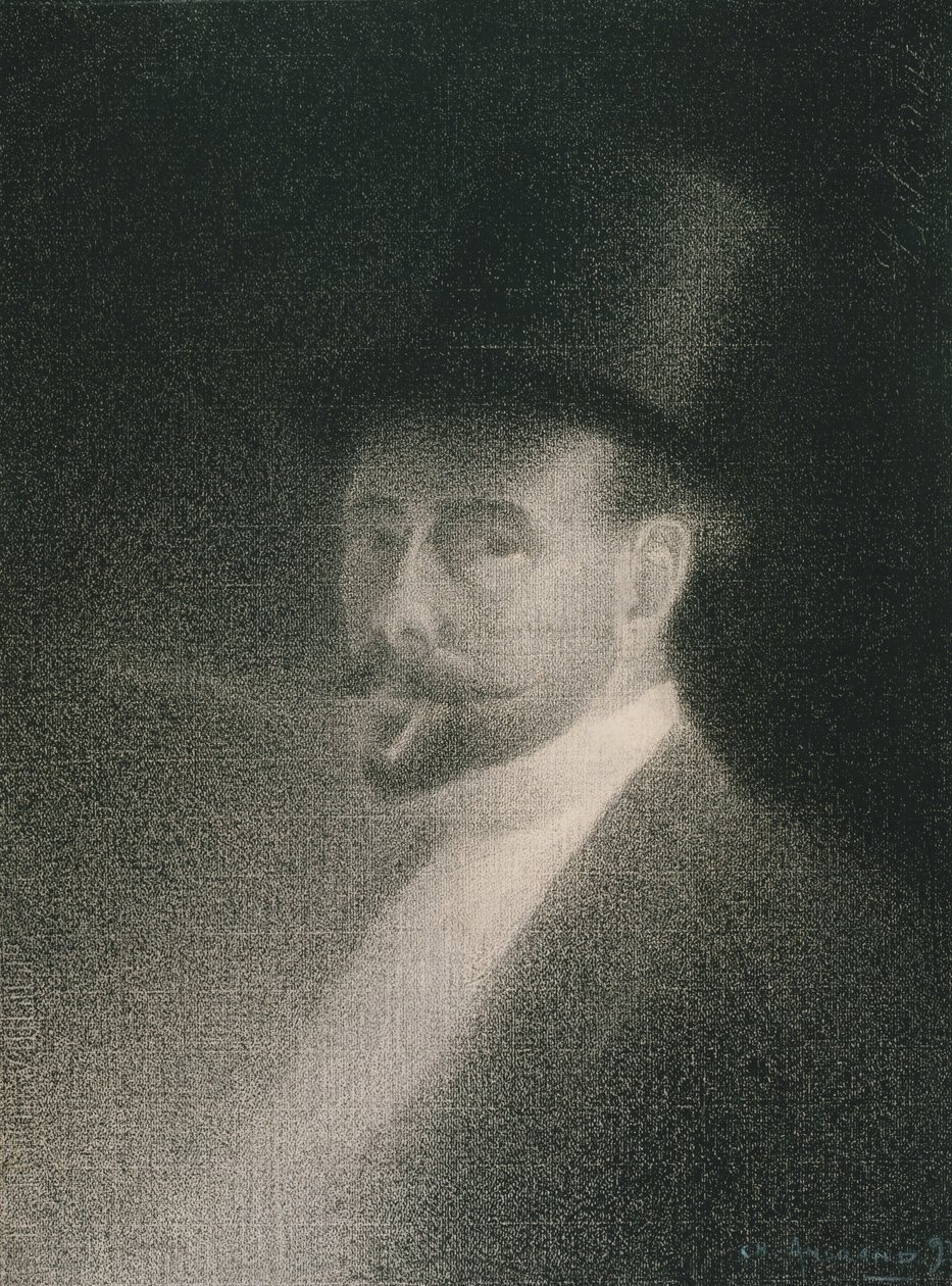 Otoportre, 1892 (gemide beyaz serilmiş kağıt üzerine Conté pastel boya) by Charles Angrand
