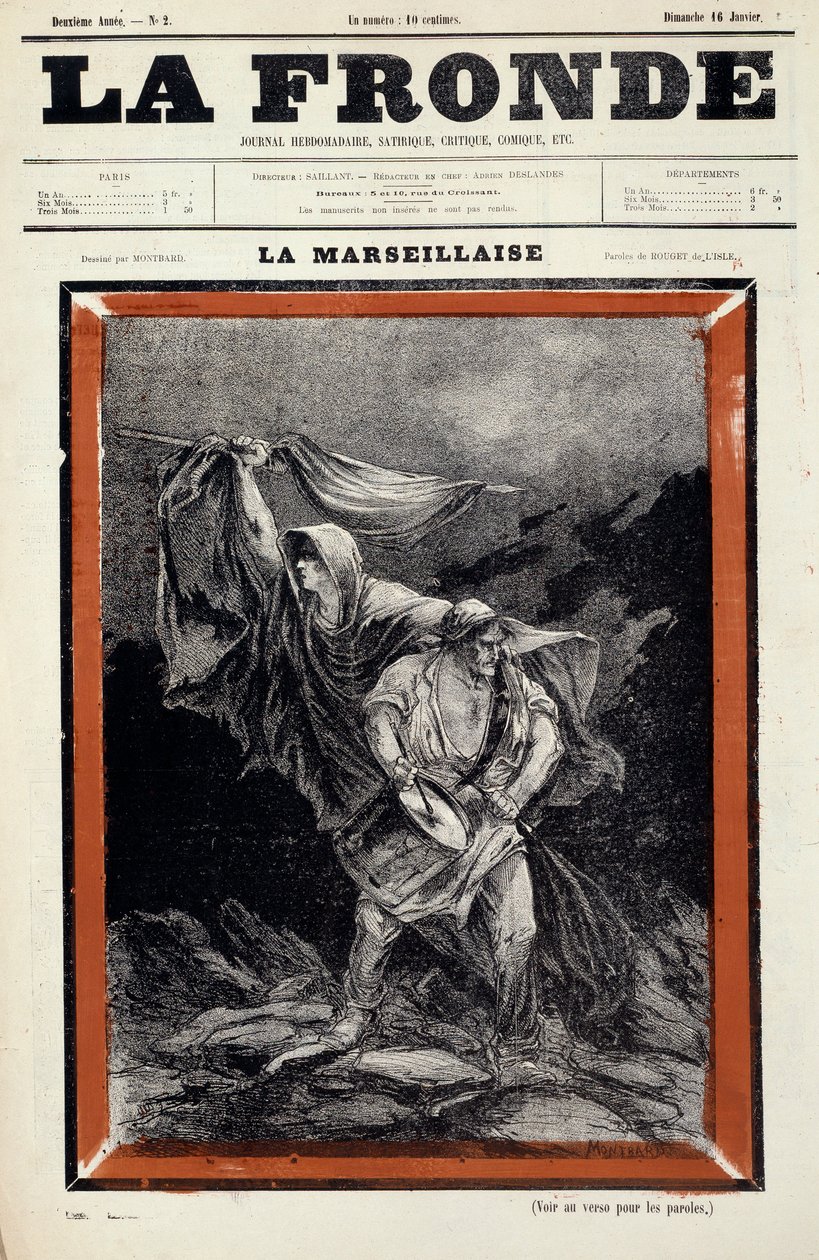 La marseillaise dessin, la sling gazetesinde çıktı. Charles Auguste Dit Montbard Loye (1841-1905) tarafından yapılan gravür by Charles Auguste Loye