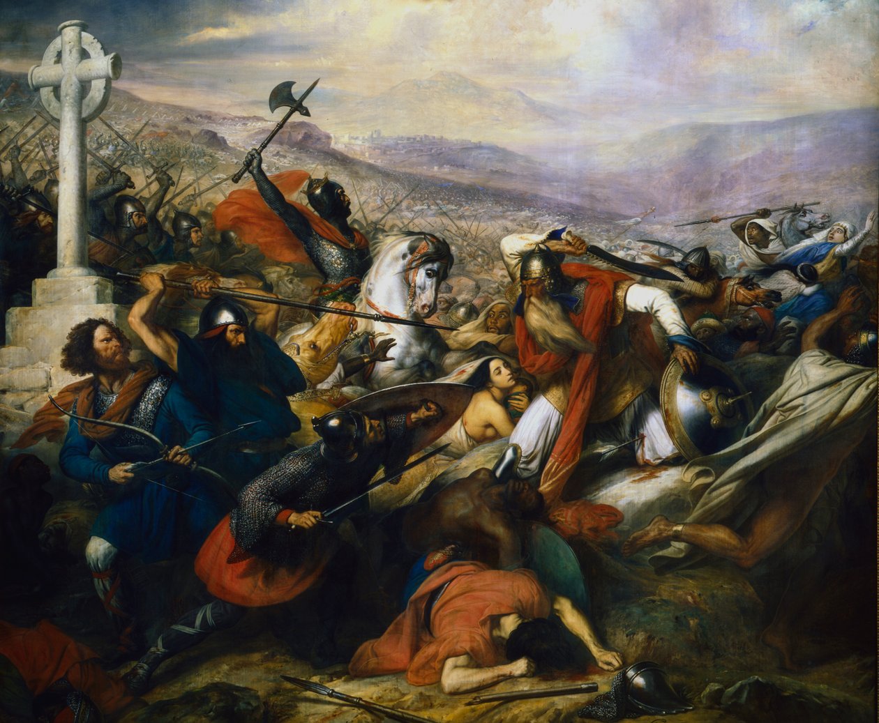 Poitiers Savaşı, Fransa, 732 1837 by Charles Auguste Guillaume Steuben