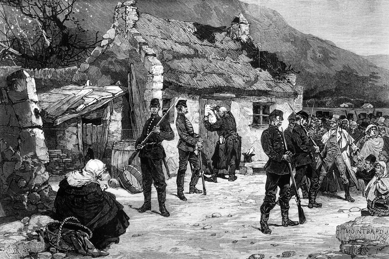 İrlandalı bir çiftçinin İngiliz polisi tarafından tahliyesi, F. Moller tarafından yapılan baskı, 