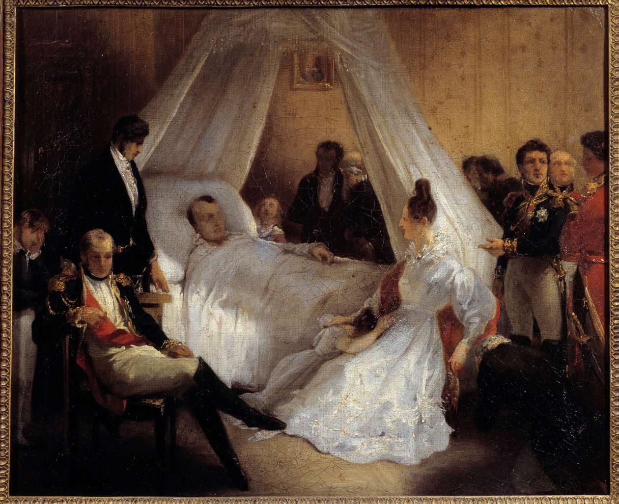 İmparator I. Napolyon (1769-1821) ölüm döşeğinde 5/05/1821 Saint Helene adasında Charles Augustus Steuben (1788-1856) 1821 Güneş. 0,37x0,45 m Ile d