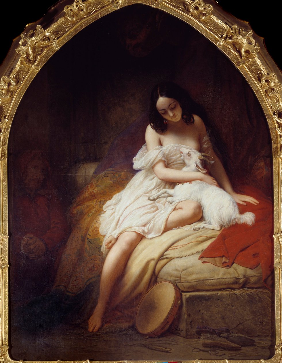 Esmeralda Victor Hugo (1802-1885) tarafından “Notre Dame de Paris” karakterinin temsili. Charle Auguste Steuben (1788-1856) 1839 Nantes tarafından yapılan tablo, Güzel Sanatlar Müzesi by Charles Auguste Steuben