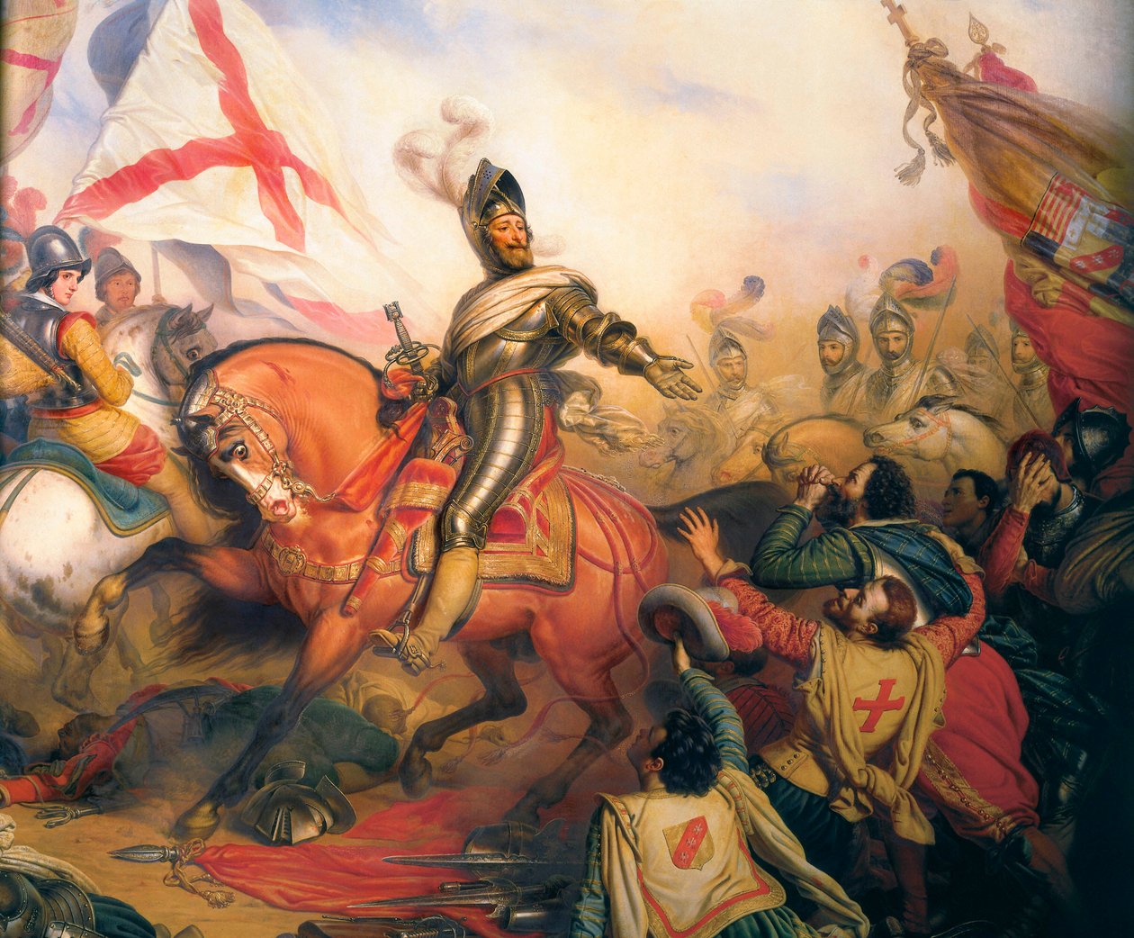 "Ivry savaşında Kral Henry IV", Baron Charles von Steuben tarafından resim by Charles Auguste Steuben