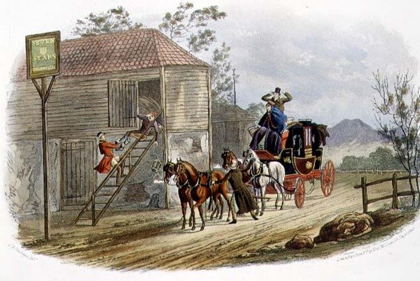 "Posta için Tembel Bir Horsekeeper", R.G. Reeve (fl.1811-37) pub. Thomas McLean tarafından by Charles B. (after) Newhouse