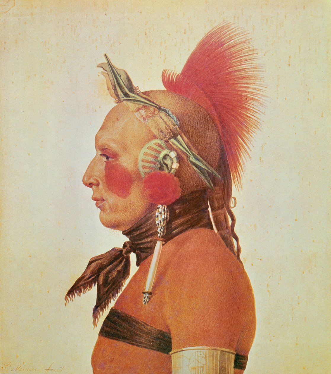 Bir Osage Savaşçısı, c.1804 (renkli taş) by Charles Balthazar Julien Févret de Saint Mémin
